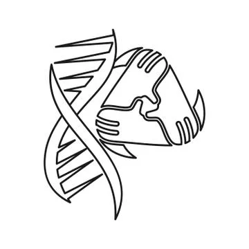 Genetic hand Commitment Teamwork Together Outline Logo 스톡 일러스트