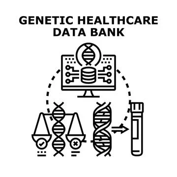 Genetic healthcare data bank processing genome information Stock Illustration