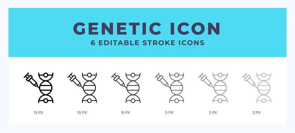 Genetic icon with different stroke. Editable stroke. Vector illustration. Illustrazione stock