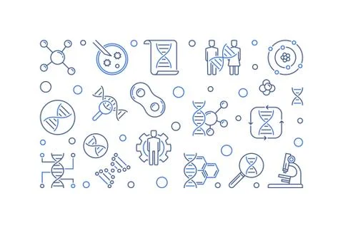 Genetic Information vector outline horizontal illustration Stock Illustration