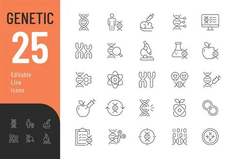 Genetic Line Editable Icons set. Stock Illustration