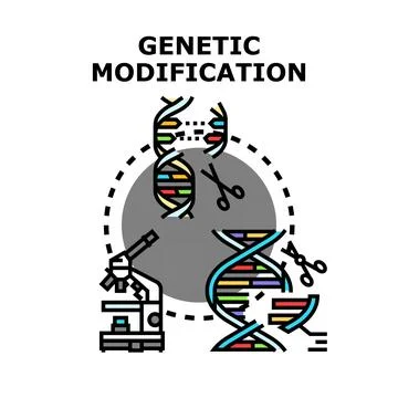 Genetic modification concept with dna helix and tools Stock Illustration