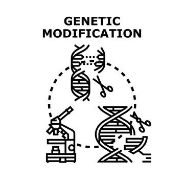 Genetic modification concept with dna helix and tools Stock Illustration