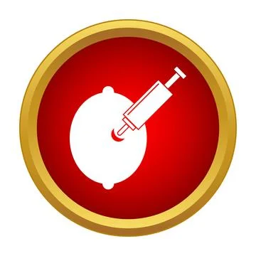 Genetic modification concept icon showing fruit injection Stock Illustration