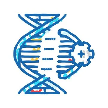 Genetic modification cryptogenetics icon doodle illustration Stock Illustration