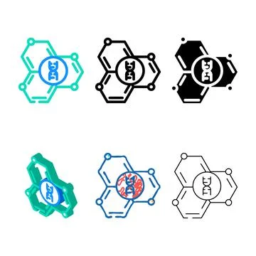 Genetic molecular structure color icon vector variations Stock Illustration