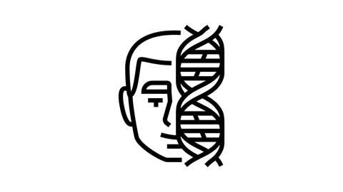 Genetic profile with patients face line icon animation Stock Footage 326125519