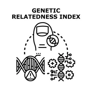 Genetic relatedness index testing dna analysis Stock Illustration