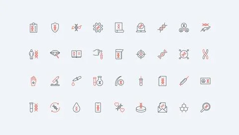 Genetic research, DNA test analysis of samples in laboratory, diagnosis line Stock Illustration