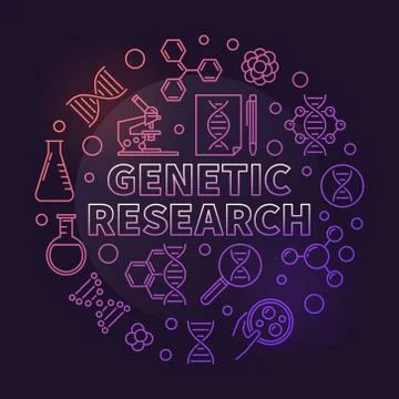Genetic Research vector circular colorful outline illustration Illustrazione stock