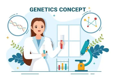 Genetic Science Concept Vector Illustration with DNA Molecule Structure and.. Stock Illustration