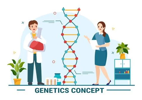 Genetic Science Concept Vector Illustration with DNA Molecule Structure and.. Stock Illustration