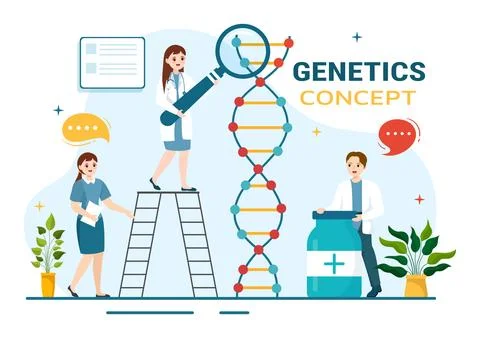 Genetic Science Concept Vector Illustration with DNA Molecule Structure and.. Stock Illustration