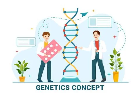 Genetic Science Concept Vector Illustration with DNA Molecule Structure and.. Stock Illustration