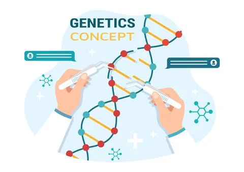 Genetic Science Concept Vector Illustration with DNA Molecule Structure and.. Stock Illustration