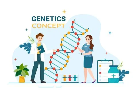 Genetic Science Concept Vector Illustration with DNA Molecule Structure and.. Stock Illustration