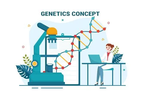 Genetic Science Concept Vector Illustration with DNA Molecule Structure and.. Stock Illustration