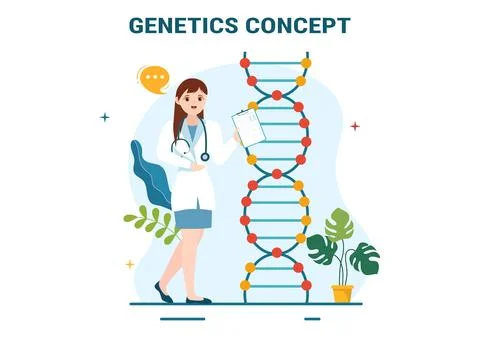 Genetic Science Concept Vector Illustration with DNA Molecule Structure and.. Stock Illustration