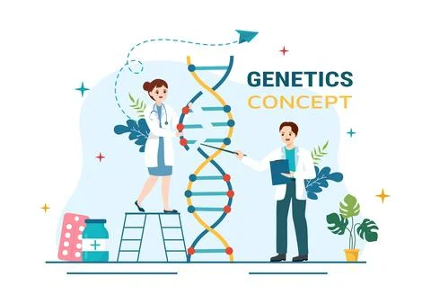 Genetic Science Concept Vector Illustration with DNA Molecule Structure and.. Stock Illustration