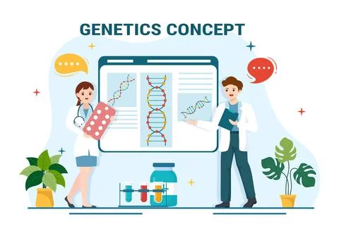 Genetic Science Concept Vector Illustration with DNA Molecule Structure and.. Stock Illustration