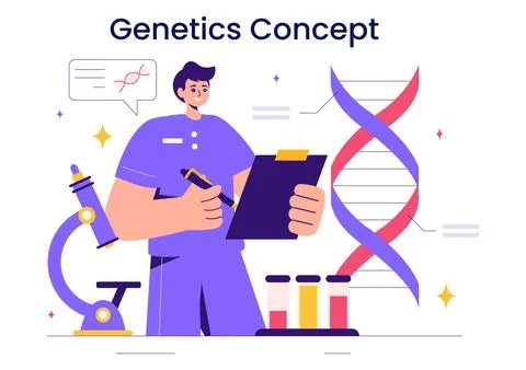 Genetic Science Concept Vector Illustration featuring a DNA Molecule Struct.. Stock Illustration