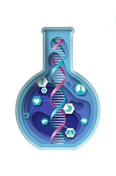 Genetic science vector molecule dna in flask Stockillustratie