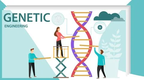 Genetic scientists edit DNA. Group of scientists or researchers wearing 스톡 일러스트