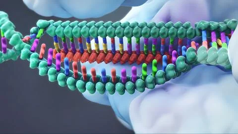 The genetic structure of 3D animated DNA Stock Illustration