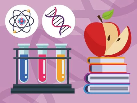 Genetic testing with books Stock Illustration