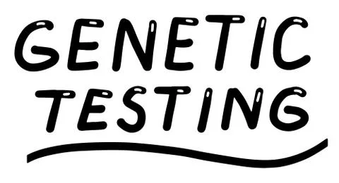 Genetic testing, diagnostic. DNA test. Lettering calligraphy illustration. Ve Illustrazione stock