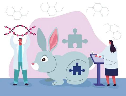 Genetic testing with rabbit Stock Illustration