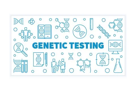 Genetic Testing vector blue outline horizontal banner 스톡 일러스트