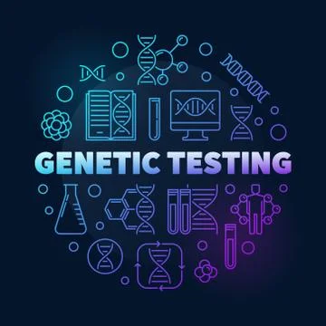 Genetic Testing vector round colorful outline illustration イラスト素材