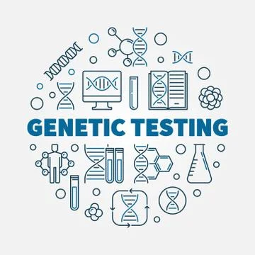 Genetic Testing vector round illustration in thin line style Stock Illustration