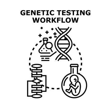 Genetic testing workflow with dna analysis and prenatal screening Stock Illustration