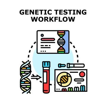Genetic testing workflow process with dna analysis Stock Illustration