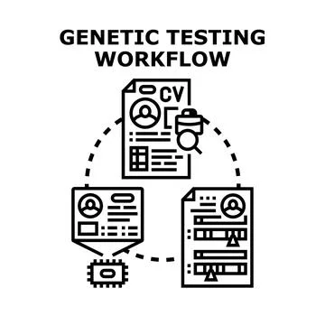 Genetic testing workflow process for medical health Stock Illustration