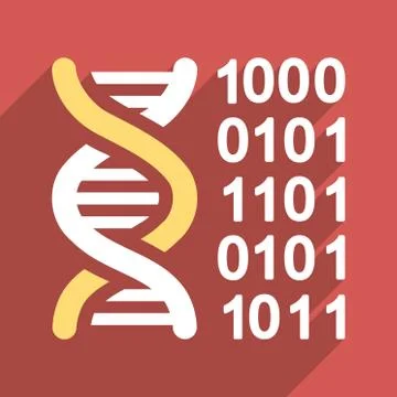 Genetical Code Flat Long Shadow Square Icon Illustrazione stock