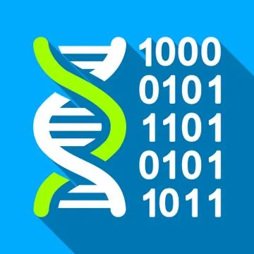 Genetical Code Flat Long Shadow Square Icon Illustrazione stock