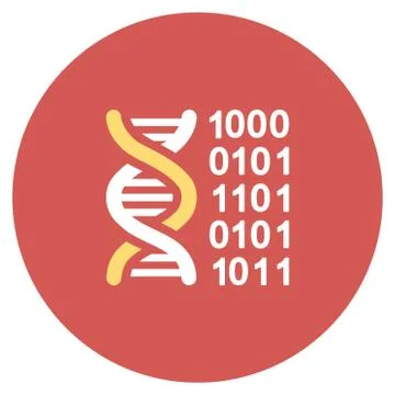 Genetical Code Flat Round Icon 스톡 일러스트
