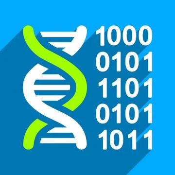 Genetical Code Flat Square Icon with Long Shadow Stock Illustration