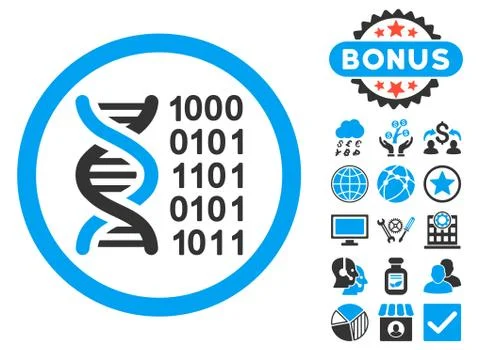 Genetical Code Flat Vector Icon with Bonus Stock Illustration