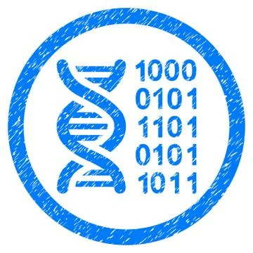Genetical Code Rounded Icon Rubber Stamp Illustrazione stock
