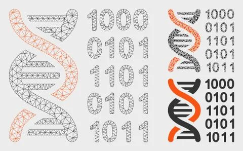 Genetical Code Vector Mesh Network Model and Triangle Mosaic Icon イラスト素材