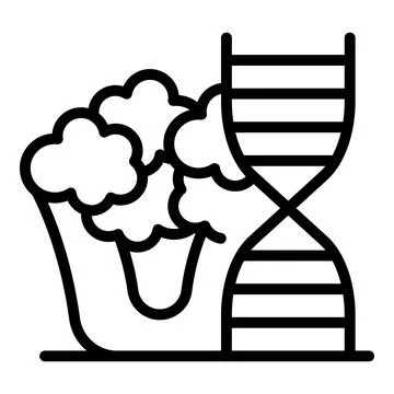 Genetically modified broccoli and dna structure representing genetic engineering Stock Illustration