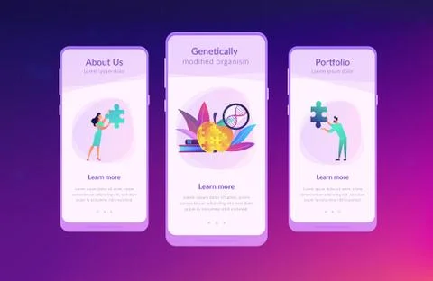 Genetically modified organism app interface template. Illustrazione stock