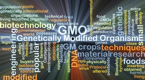 Genetically modified organism GMO background concept glowing Illustrazione stock