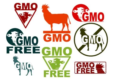Genetically modified organism stamp set. Stock Illustration