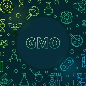 Genetically Modified Organism vector colorful outline frame Stockillustratie