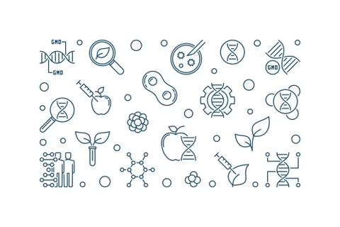 Genetically Modified Organism vector linear illustration Stock Illustration